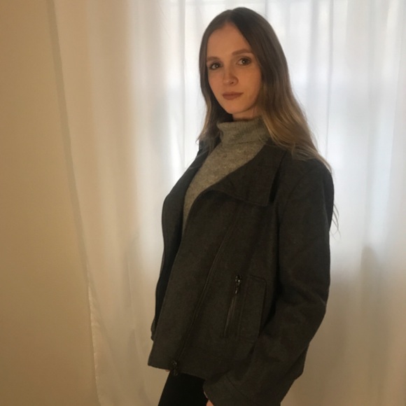 Izod Outerwear Wool Blend Motorcycle Jacket, Gray - Picture 5 of 16